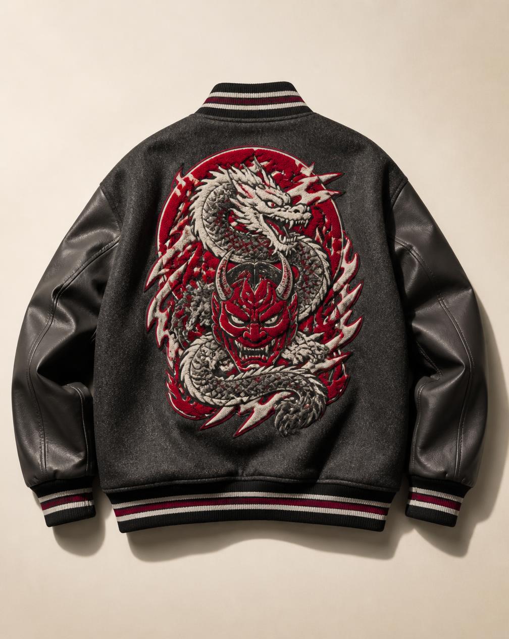 Momento varsity jacket with hand-finished embroidery