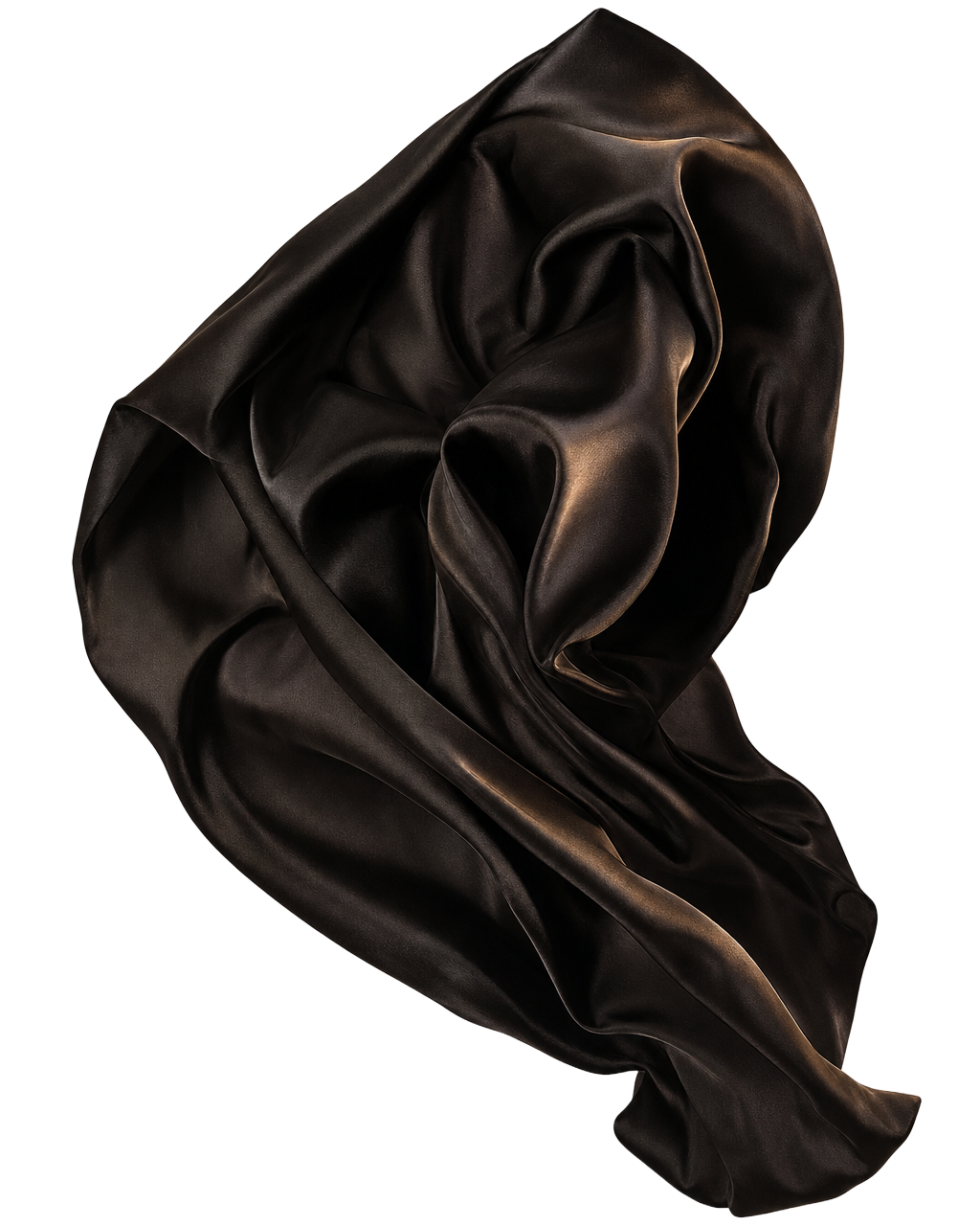 Sculptural study of dark silk before it becomes a garment.
